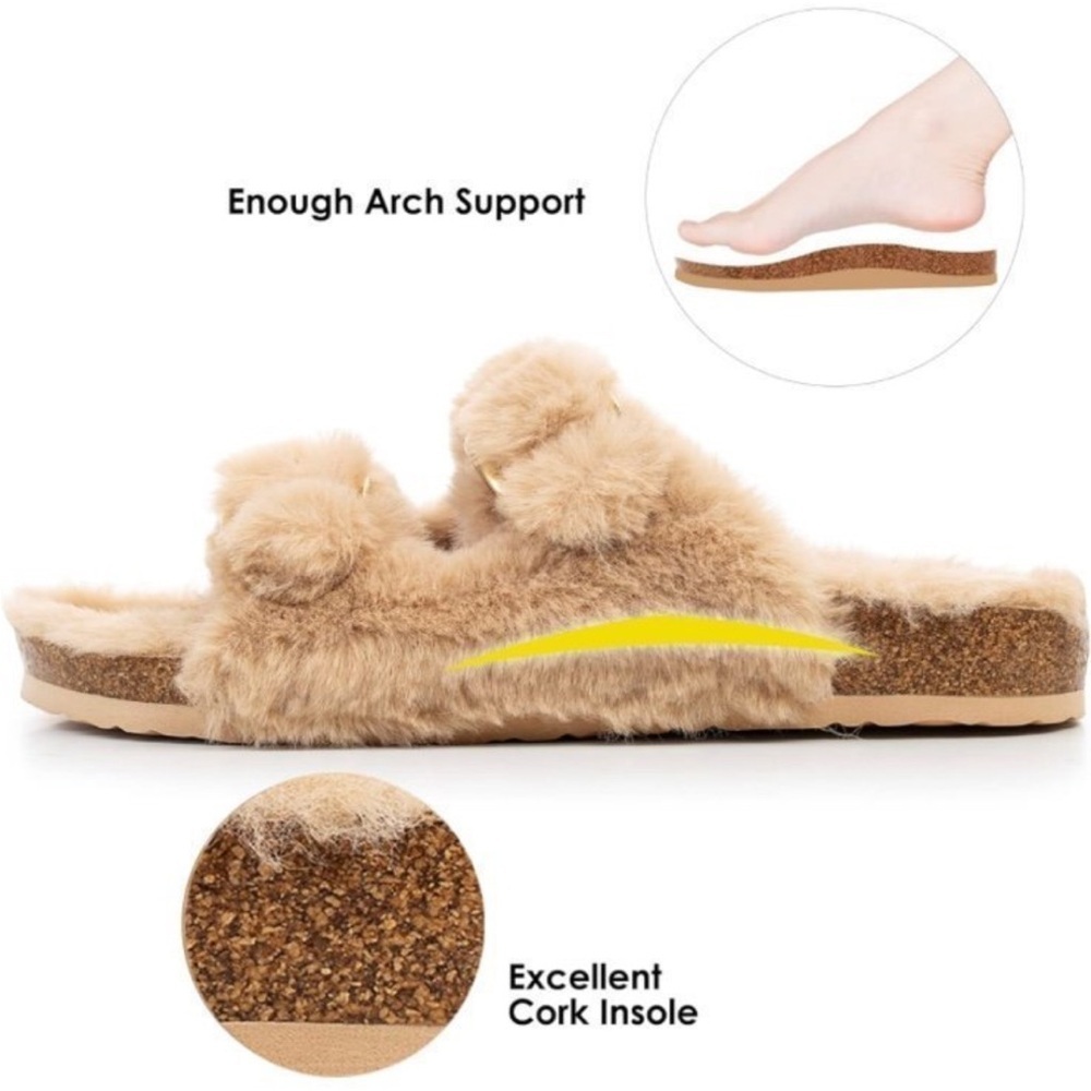 NWOT Size 9 Women’s Taupe Faux Slides - Picture 2 of 9